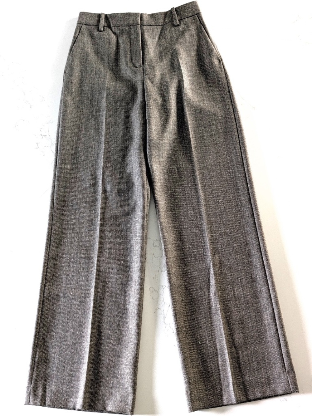 ARGENT Womens 4 Soho Trouser Ash Grey Italian Herringbone Virgin Wool Pant NWT